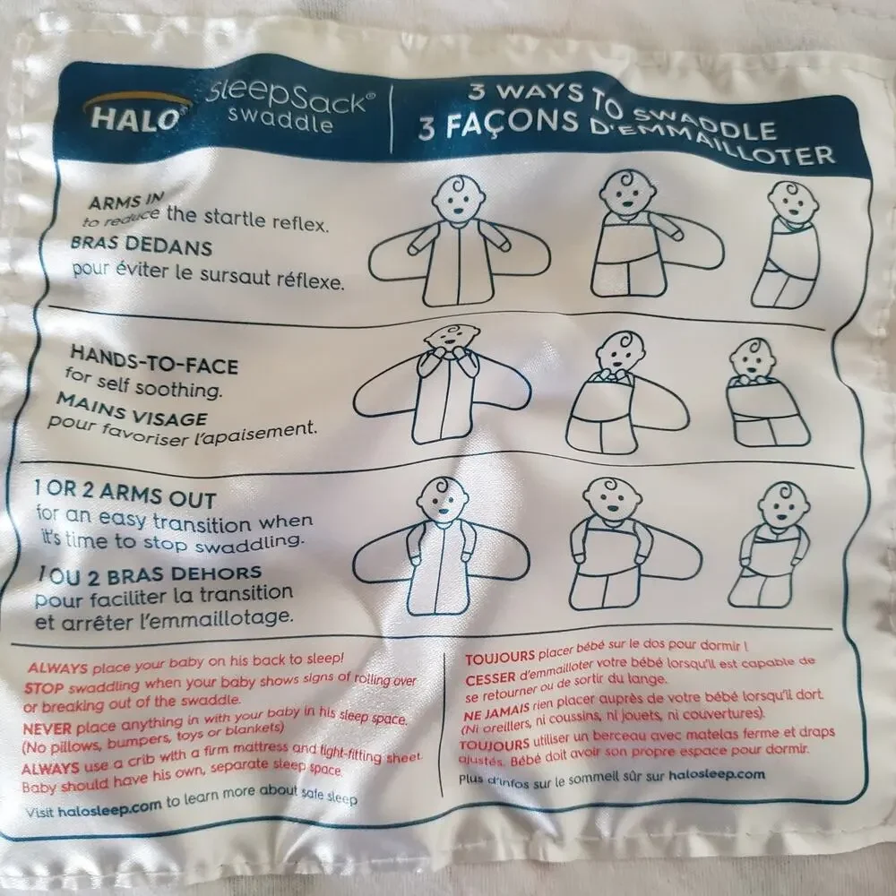 HALO SleepSack Swaddle White Cotton 3-6 Months & 6 Pc Duck Yellow Towel Set